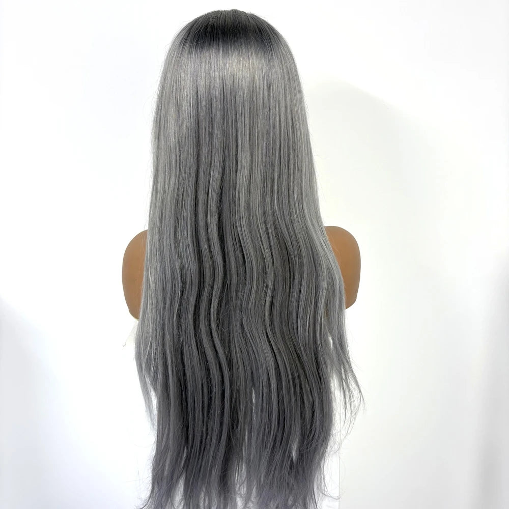 13x4 Lace Frontal Pink Straight Human Hair Wig 26 28inch 250 Density Pre Plucked Red Hair Wig Grey Lace Front Wigs for Women