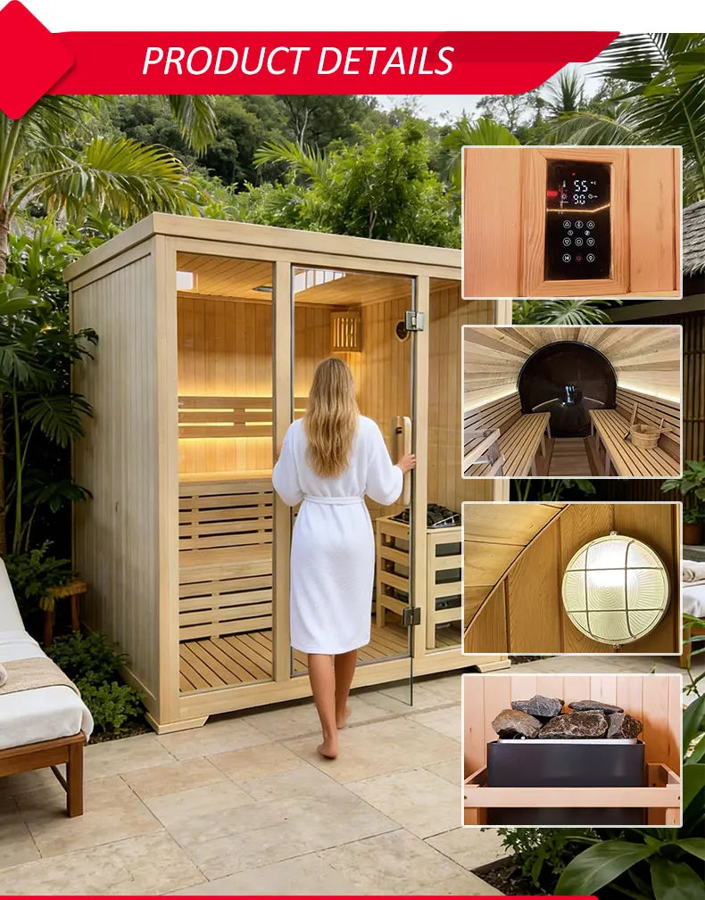 Customizable 2 Person Mini Infrared Sauna Hemlock Wood Low EMF Far Infrared Heaters for Home Detox Health Relaxation