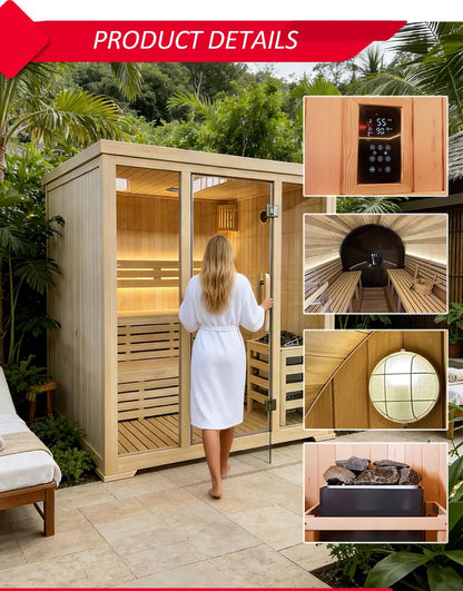 Customizable 2 Person Mini Infrared Sauna Hemlock Wood Low EMF Far Infrared Heaters for Home Detox Health Relaxation