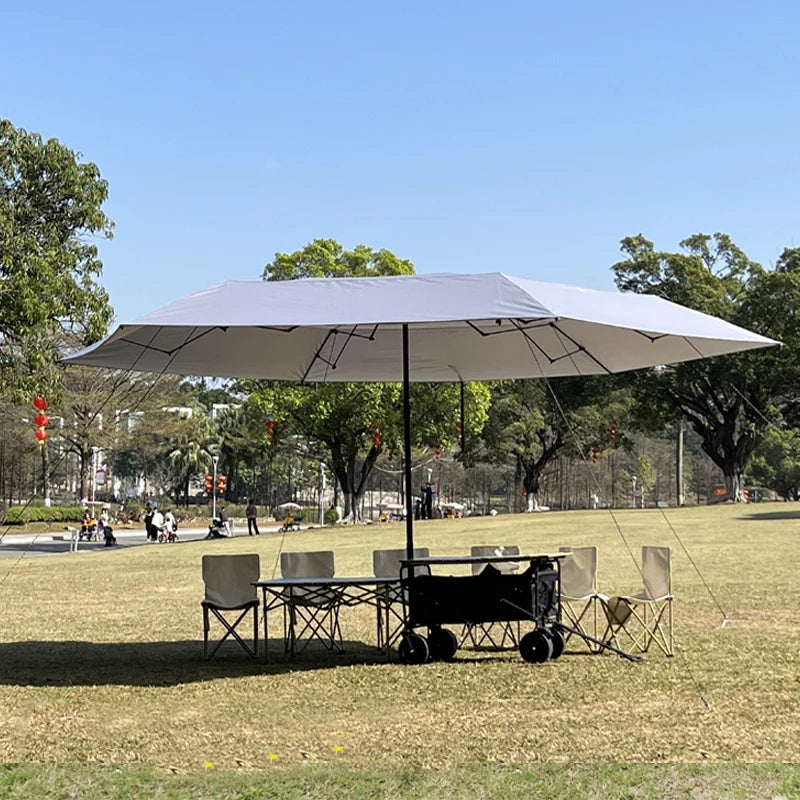 Parasol Beach Pool Easy Folding Metal Folding Wagon Cart Shading Garden Camping Umbrella for Outdoor Heat Insulation