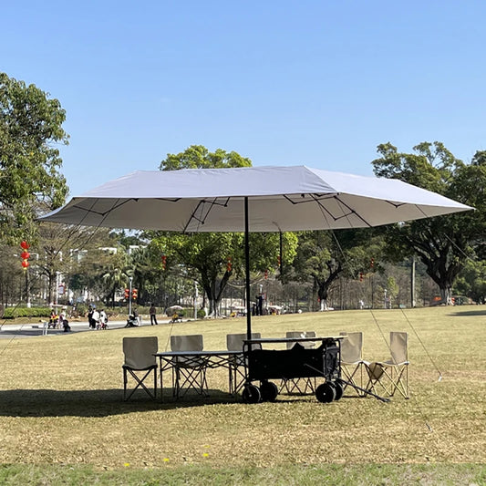 Parasol Beach Pool Easy Folding Metal Folding Wagon Cart Shading Garden Camping Umbrella for Outdoor Heat Insulation