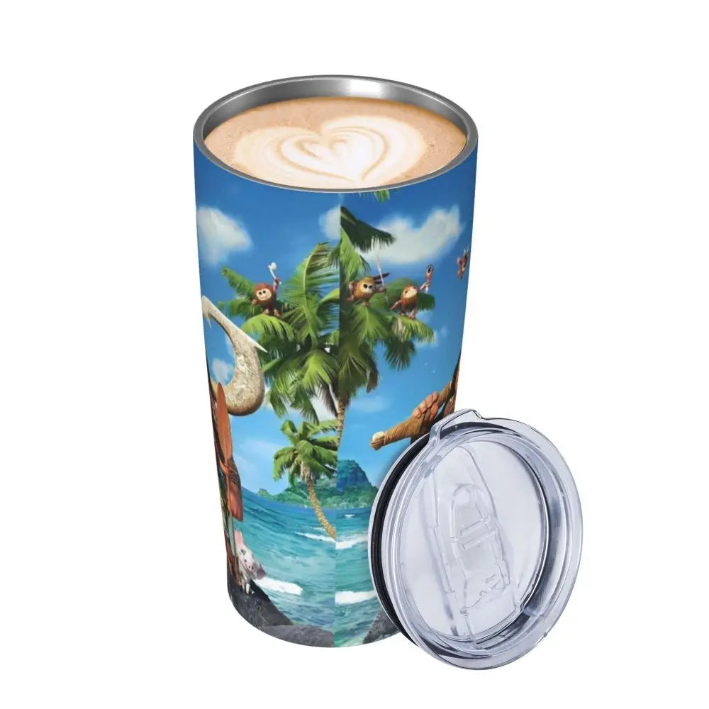 Moana and Pua Cartoon Movie Insulated Tumbler with Straws Stainless Steel Coffee Mugs Double Wall Car Bottle Cups 20oz