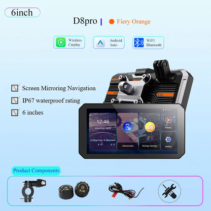 Gallop Sprite 6 inch Motorcycle GPS Navigation Wireless CarPlay Android Auto DVR Drive Recorder Portable Moto Monitor IPX7