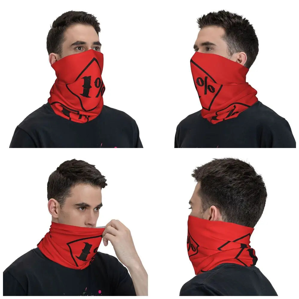 One Percenter 1% Bandana Neck Gaiter Printed Motorcycle Club Biker Wrap Scarf Multifunctional Headwear Outdoor Unisex Adult