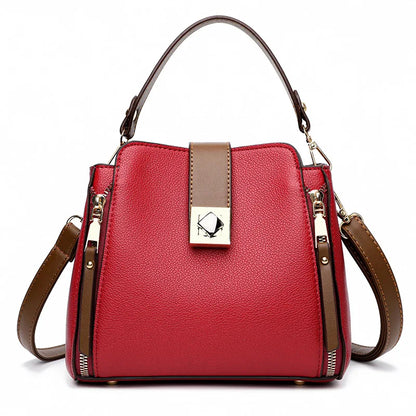 Small Bucket Shoulder Bags For Women Luxury Designer PU Leather Messenger Crossbody Bags Ladies Casual Solid Color Purse Handbag