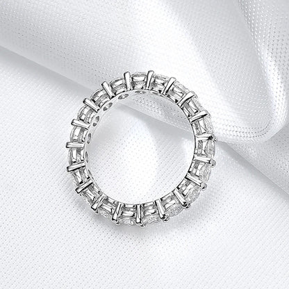 Smyoue 2-5mm Full Moissanite Ring for Women Sparkling Wedding Eternity Bands 100% S925 Sterling Silver Jewelry Classic Ring