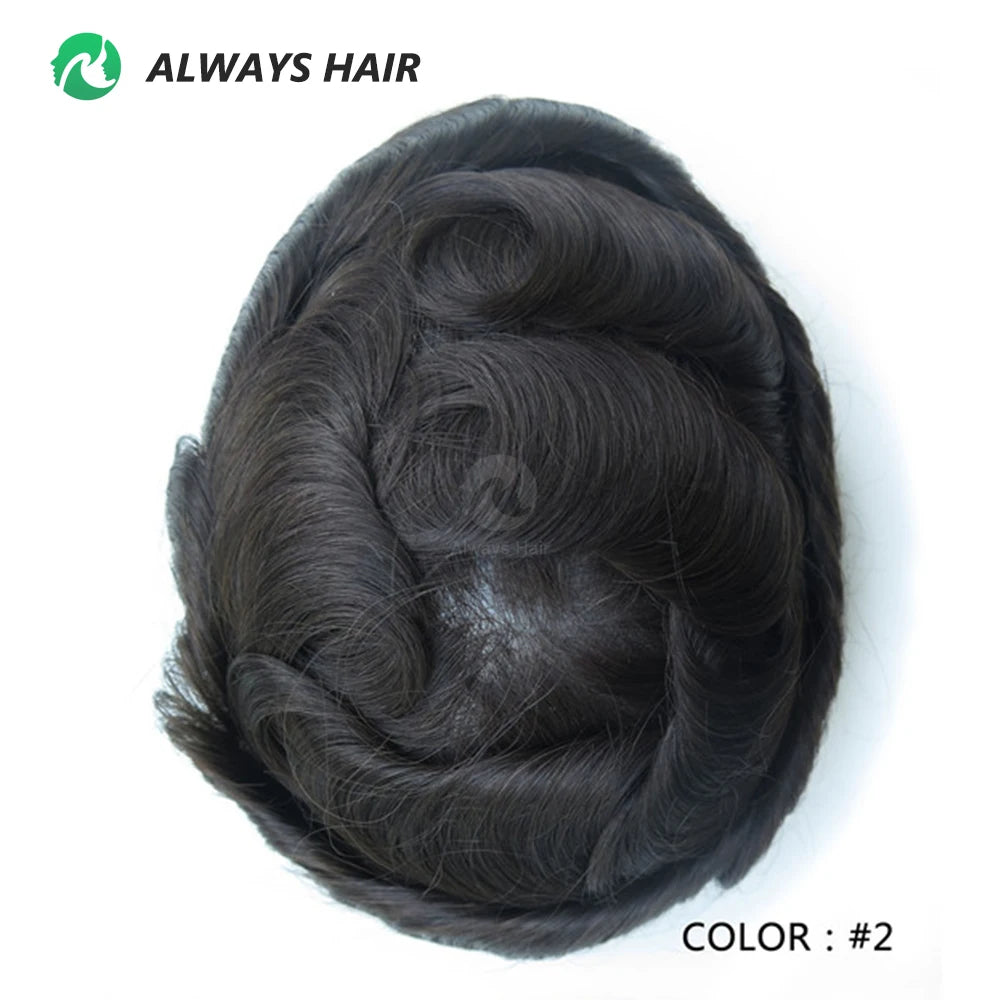 I SKIN Men's Capillary Prothesis 0.12-0.14mm Indian Human Hair 130% Hair Density Men Toupee 6x8 6x9 7x9 7x10 8x10 Size Wig Man