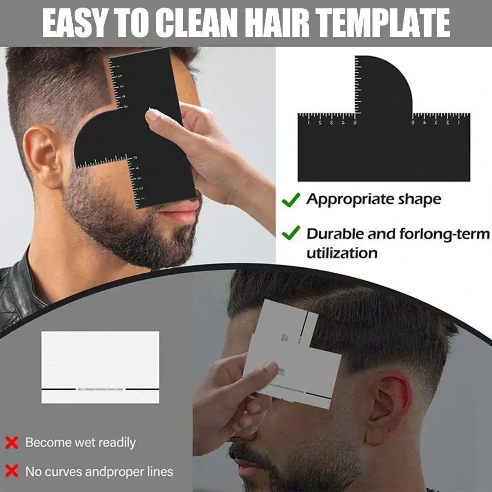 1/2Pcs Men Hair Styling Template Barber Haircut Card with Measurement Indicator Men Hairline Beard Lineup Guide Haircut Template