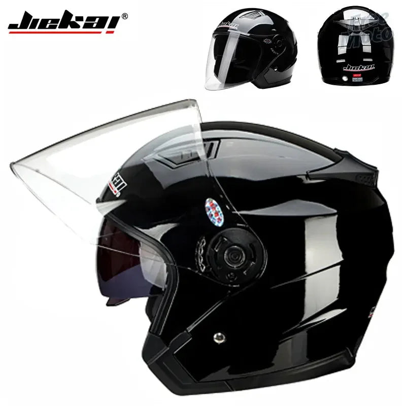 JIEKAI Motorcycle Half Helmet Men Dual Lens Scooter Moto Casco Village Riding Capacete De Moto Motocross Helmets