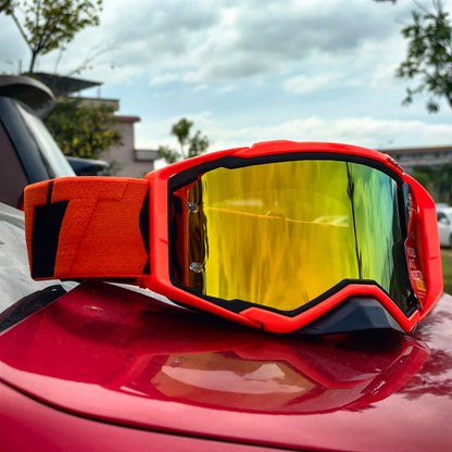 New Motorcycle Goggles Anti-Fog HD Lens, Motocross Glasses Windproof Protective Eyewear for MX MTB Cycling Riding Men & Women