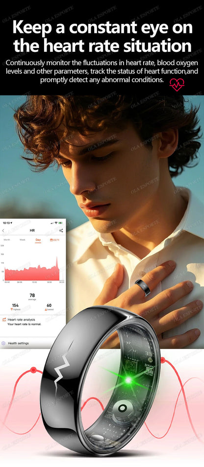 New ECG Smart Ring Men Women Bluetooth Blood Heart Rate Blood Oxygen Health Monitoring Multi Sports 5ATM Waterproof smartring
