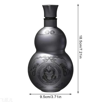 Portable Wukong Gourd Water Bottle – 500ml 304 Stainless Steel Insulated Cup, Black Game Role-Playing Decoration