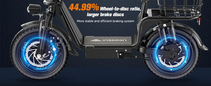 INSDRGNC14 adult electric bicycle foldable with seat electric scooter900W20MPH double disc brake high-strength frame load 300lbs