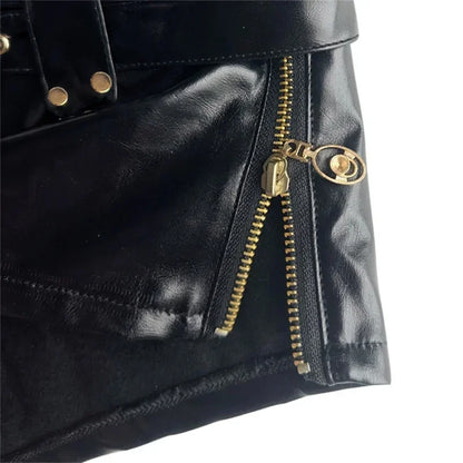 Women Sexy Side Zipper Splicing Ultra Short Shorts Low Waist Leather Belt Mini Trousers Female Slim Hip Lift Three Quarter Pants