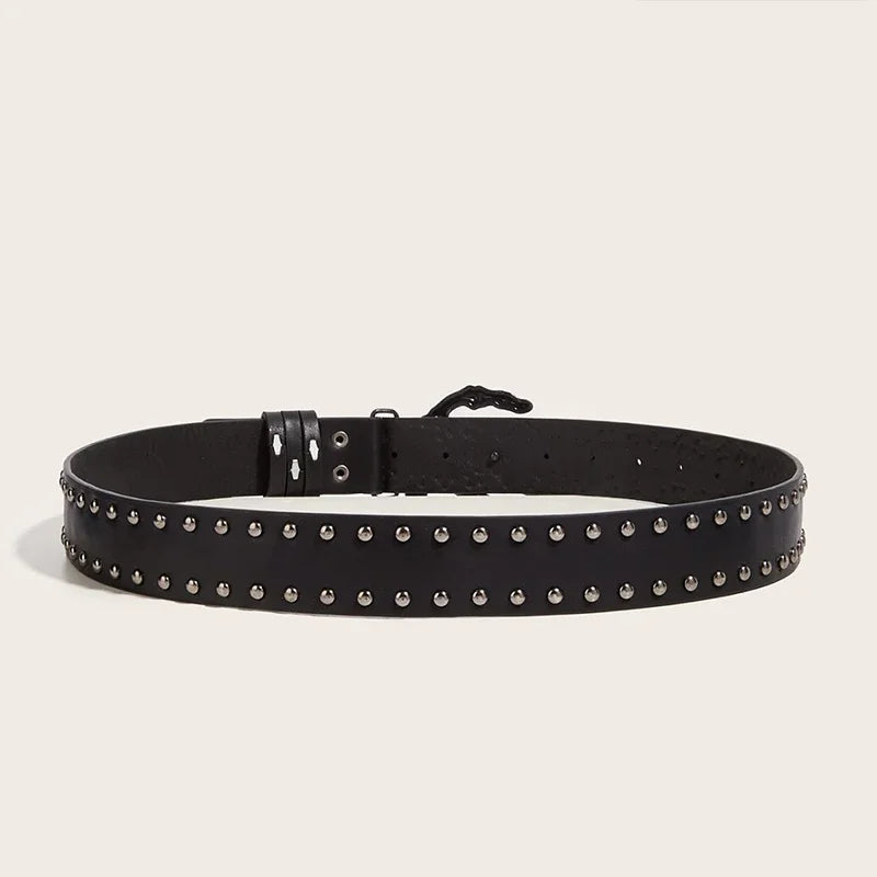 Women's Punk Skull Belt Harajuku Gothic Y2K Rivets Skeleton Hand Decoration Belt Men Girls Leather Belt Halloween Accessories