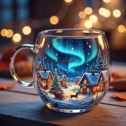 Christmas Mug Haunted Path Glass Coffee Mugs Beverage Containers Party Supplies for Home Farmhouse Apartment Hotel Counter