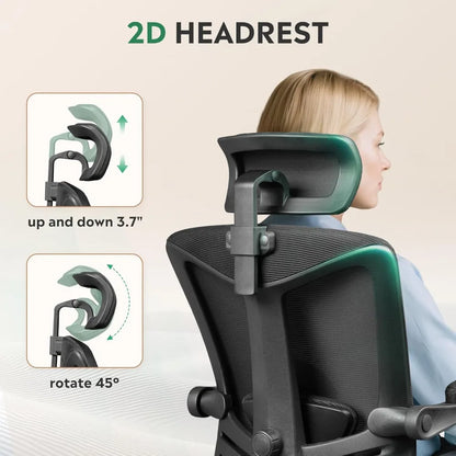 Ergonomic Mesh Office Desk Chair with Footrest,Comfrotable Big and Tall Reclining Computer Chair with Adjustable Lumbar Support