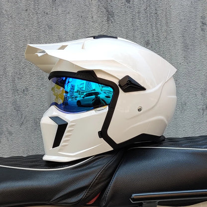 ORZ Street Fighter Combination Helmet Motorcycle Helmet Men's and Women's Retro Full Helmet Four Seasons Detachable DOT