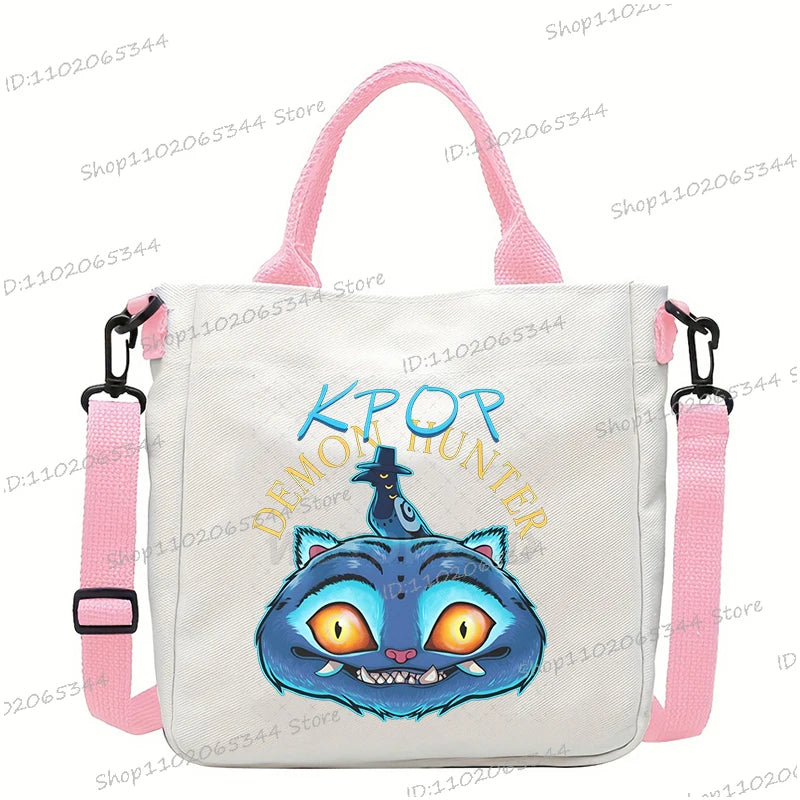Y2K Anime Cartoon Print Women Canvas Strap Shoulder Bag Fashion Cartoon Anime Crossbody Bags Student Teenage Handbags