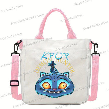 Y2K Anime Cartoon Print Women Canvas Strap Shoulder Bag Fashion Cartoon Anime Crossbody Bags Student Teenage Handbags