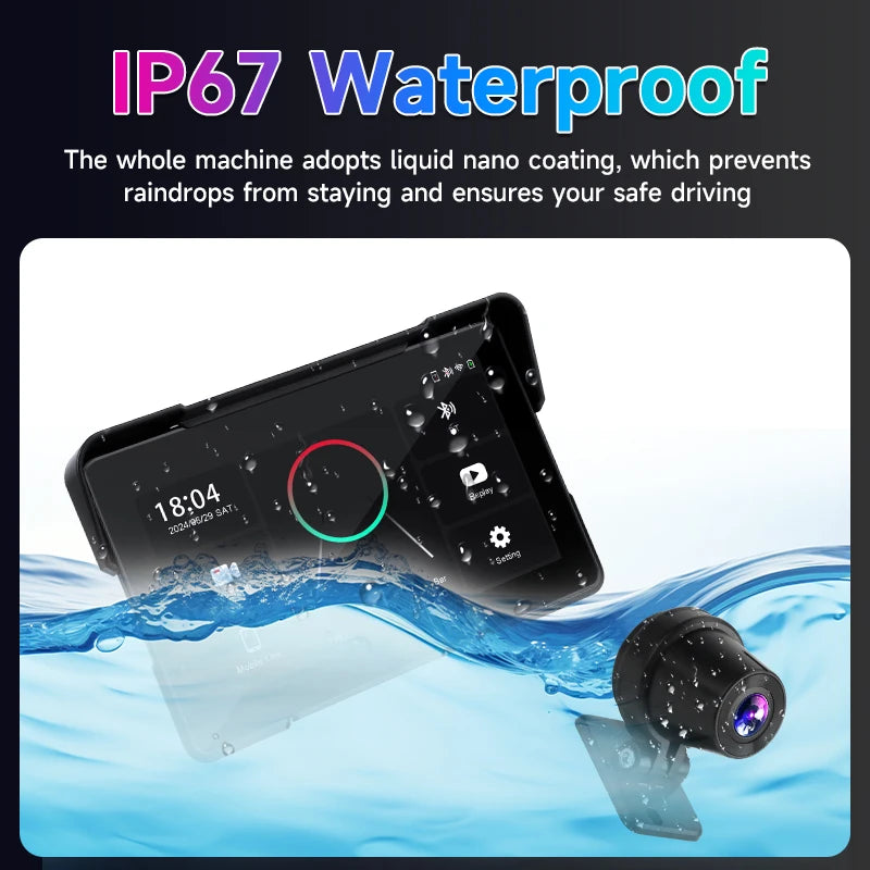 Vtopek 5"/7" inch Motorcycle DVR GPS Navigation Multimedia Player Wireless CarPlay Android Auto IPX7 Waterproof Screen Recorder