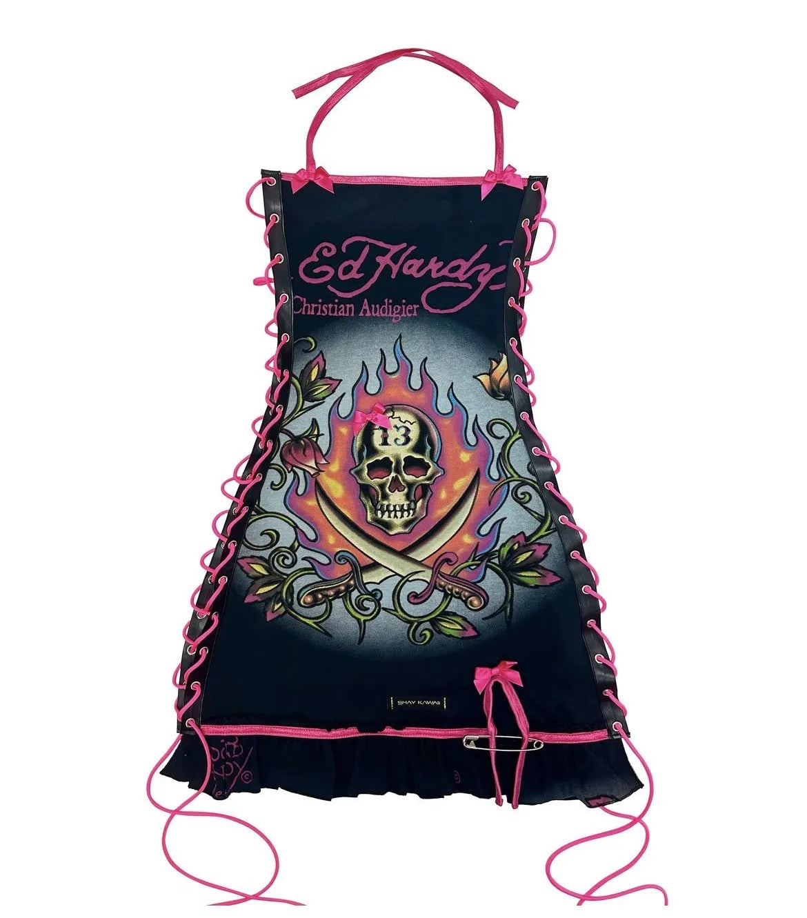 Joskaa Halter Printed Y2k Line Up Wacky Contrast Dress Women Gothic Party Sexy Hollow Bandage Halloween Makeup Dresses Outwear
