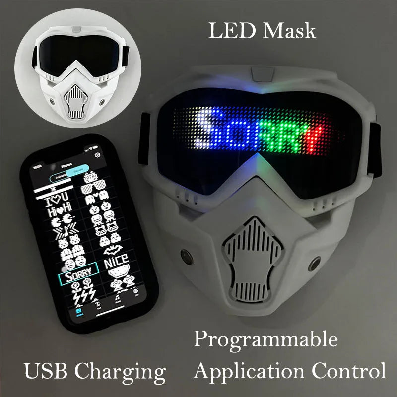 LED Bluetooth Goggles Halloween Christmas Disco Bar Neon Accessories Futuristic Luminous Glasses Bluetooth Diy LED Glasses