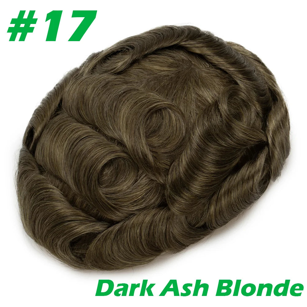 Men Toupee 0.06mm Thin Skin Natural Hairline Men's Capillary Prothesis Toupee Men Wigs Male Wig Hair System 100% Human Hair