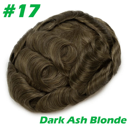 Men Toupee 0.06mm Thin Skin Natural Hairline Men's Capillary Prothesis Toupee Men Wigs Male Wig Hair System 100% Human Hair