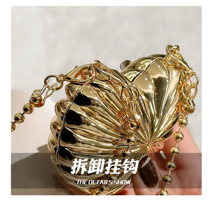 Golden Silver Evening Bag Handbag Luxury Designer Shoulder Crossbody Bags Party Wedding Clutch Mini Heart Pattern Shell Purse