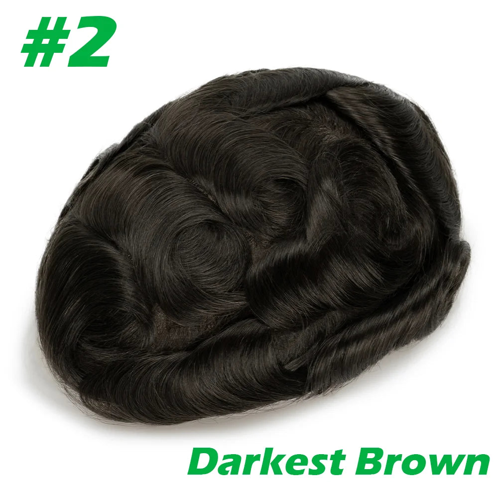 Men Toupee 0.06mm Thin Skin Natural Hairline Men's Capillary Prothesis Toupee Men Wigs Male Wig Hair System 100% Human Hair