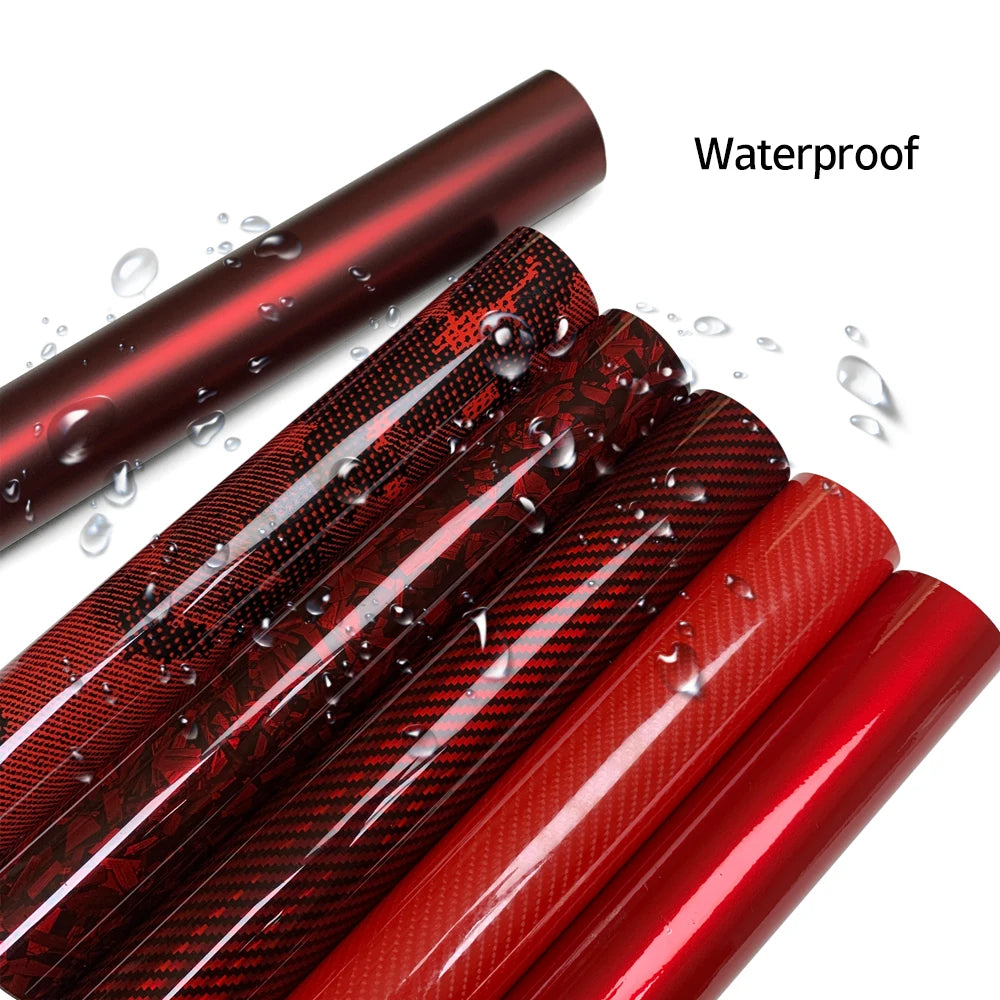 Carbon Fiber Vinyl Wrap Glossy Red Car Stickers Motorcycle Waterproof Vinyl Auto Tuning Self Adhesive Film for Cars Accessories
