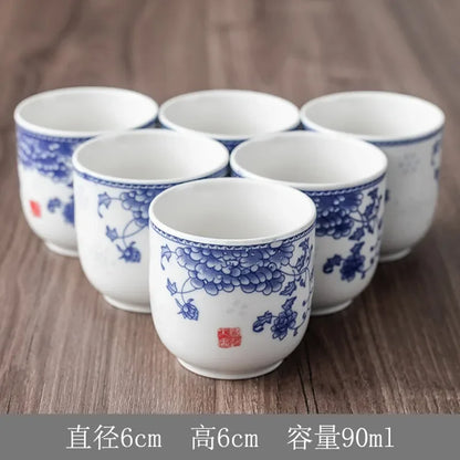 Household Porcelain Teapot Ceramic Large Capacity Pot Blue and White Retro Loop Handle Beam