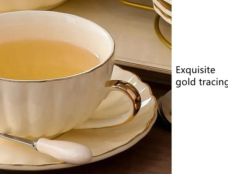 British Handle Ceramic Glass Teapot With Candle Heating Base Set European Porcelain Coffee Pot Afternoon Tea Home Decoration