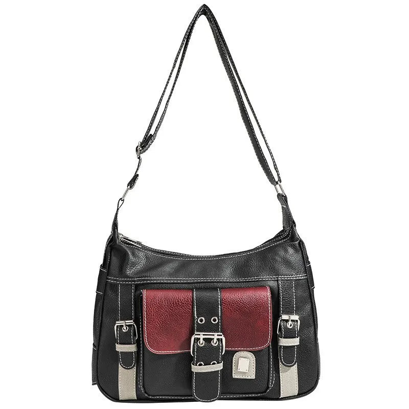 Y2K Vintage Crossbody Bag Women's Tote High Quality PU Leather Shoulder Bag Hip Hop Messenger Bag Female Large Handbag Commuter