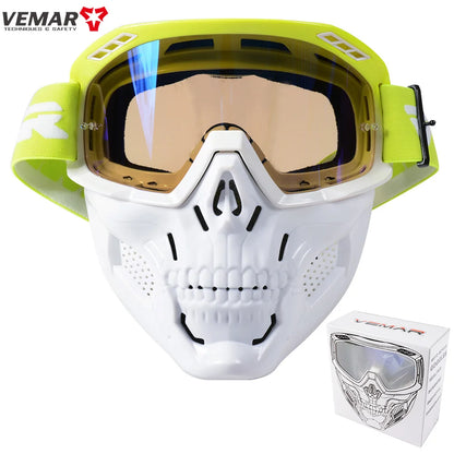 VEMAR Detachable Motorcycle Helmet Goggles Cycling Glasses Man Windproof Dust-proof Motocross Face Mask Goggles Glasses Block UV