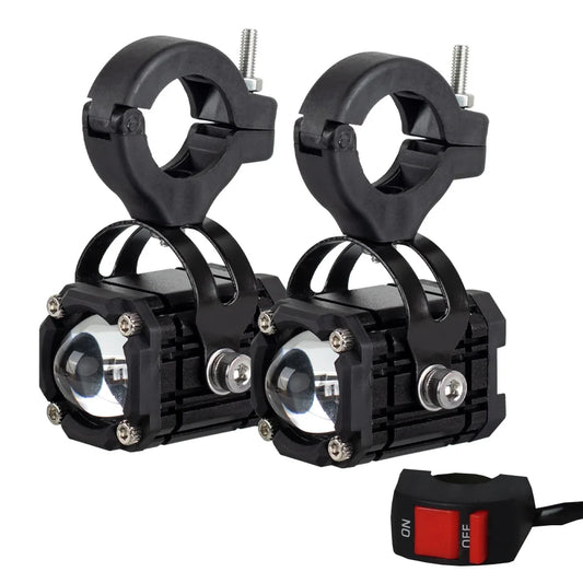 Led Spotlights for Motorcycle LED Headlight Bi-color Auxiliary Spotlight Lens Red Flashing Warning Light Motorcycle Accessories