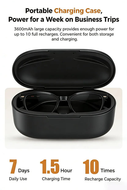 M02 AI Smart Glasses 8MP Camera Video Recording 100+Languages Translation Sunglasses Bluetooth Call Music Play with Charging Box