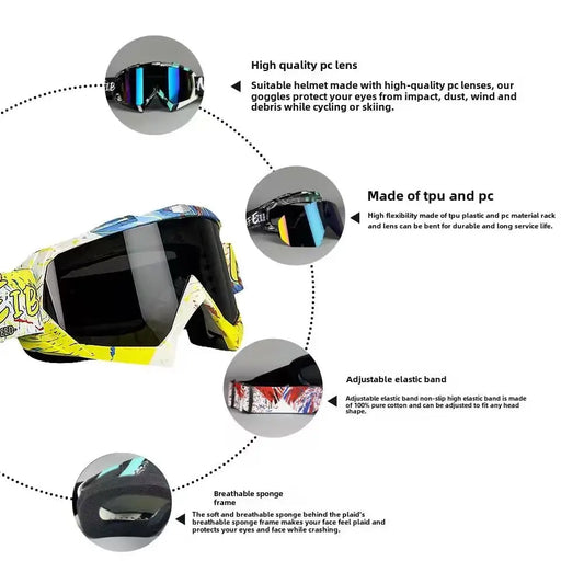 New Unisex Motorcycle Off-Road Goggles, Ski Sports Glasses, Off-Road Helmet Motorcycle Goggles