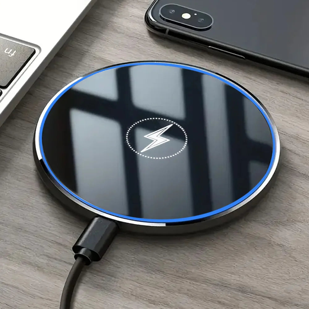 Wireless Charger LED Light Phone Pad Dock For iPhone 17/17 Pro Max 16 15 14 13 12 Pro Max Samsung Xiaomi Fast Charging Station