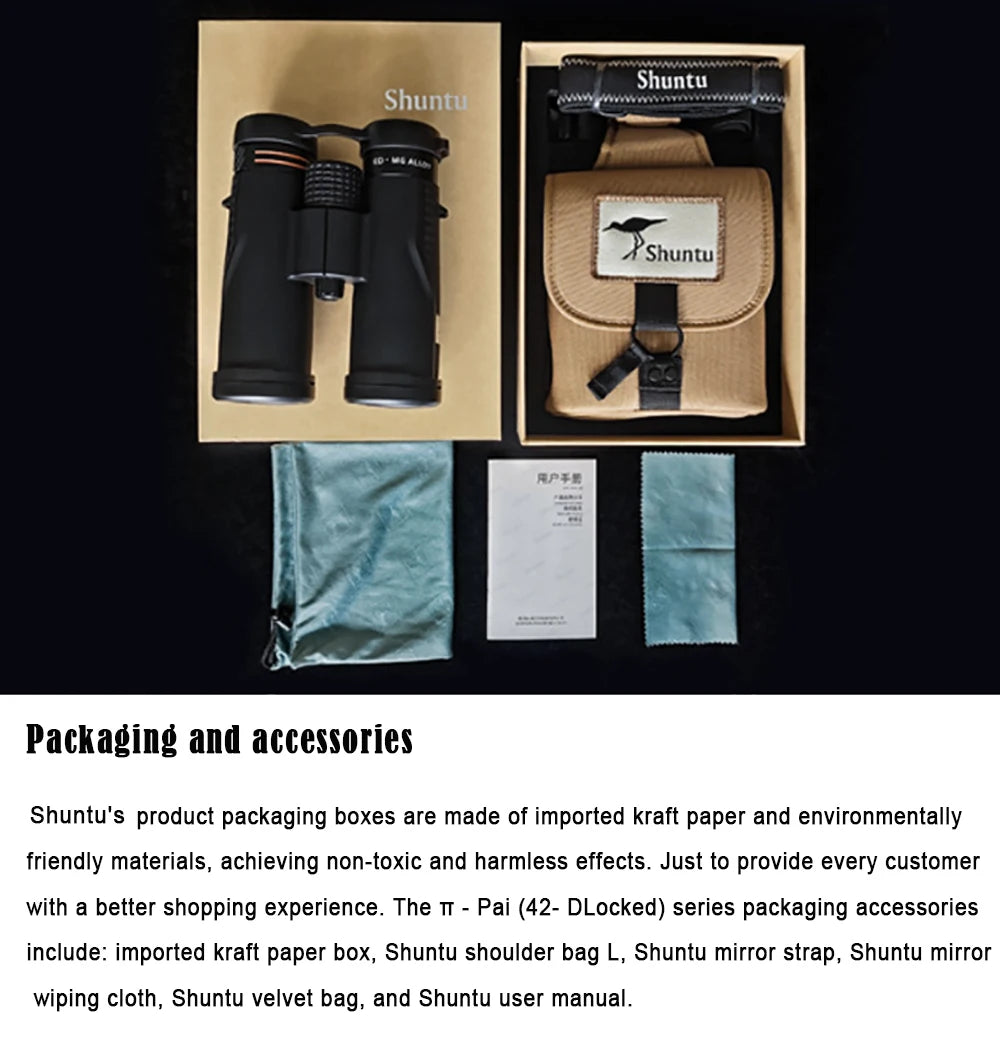 Shuntu 8X42 10X42 ED Binoculars for Adults High Powered Super Bright Clear Lightweight Binocular For Bird Watching Hiking Travel