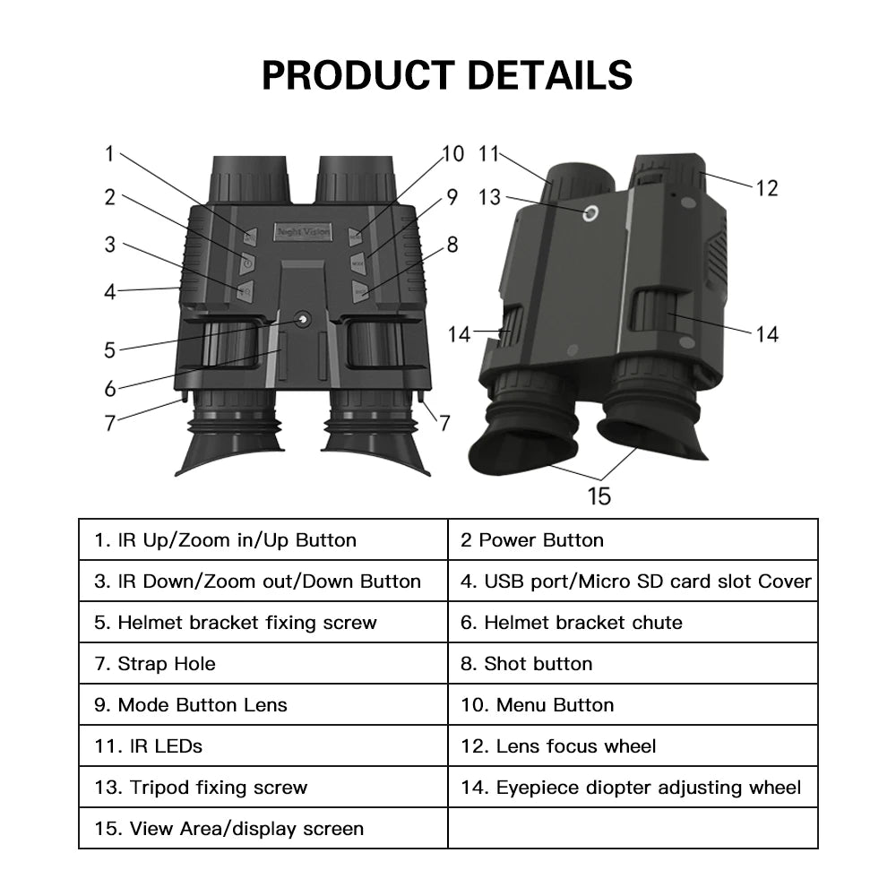 NV8000 Best 800M 4x 1080P Infrared Thermal Monocular Binoculars Hunting Night Vision Goggles Dual Screen Night Vision Dual Tube