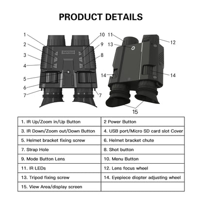 NV8000 Best 800M 4x 1080P Infrared Thermal Monocular Binoculars Hunting Night Vision Goggles Dual Screen Night Vision Dual Tube