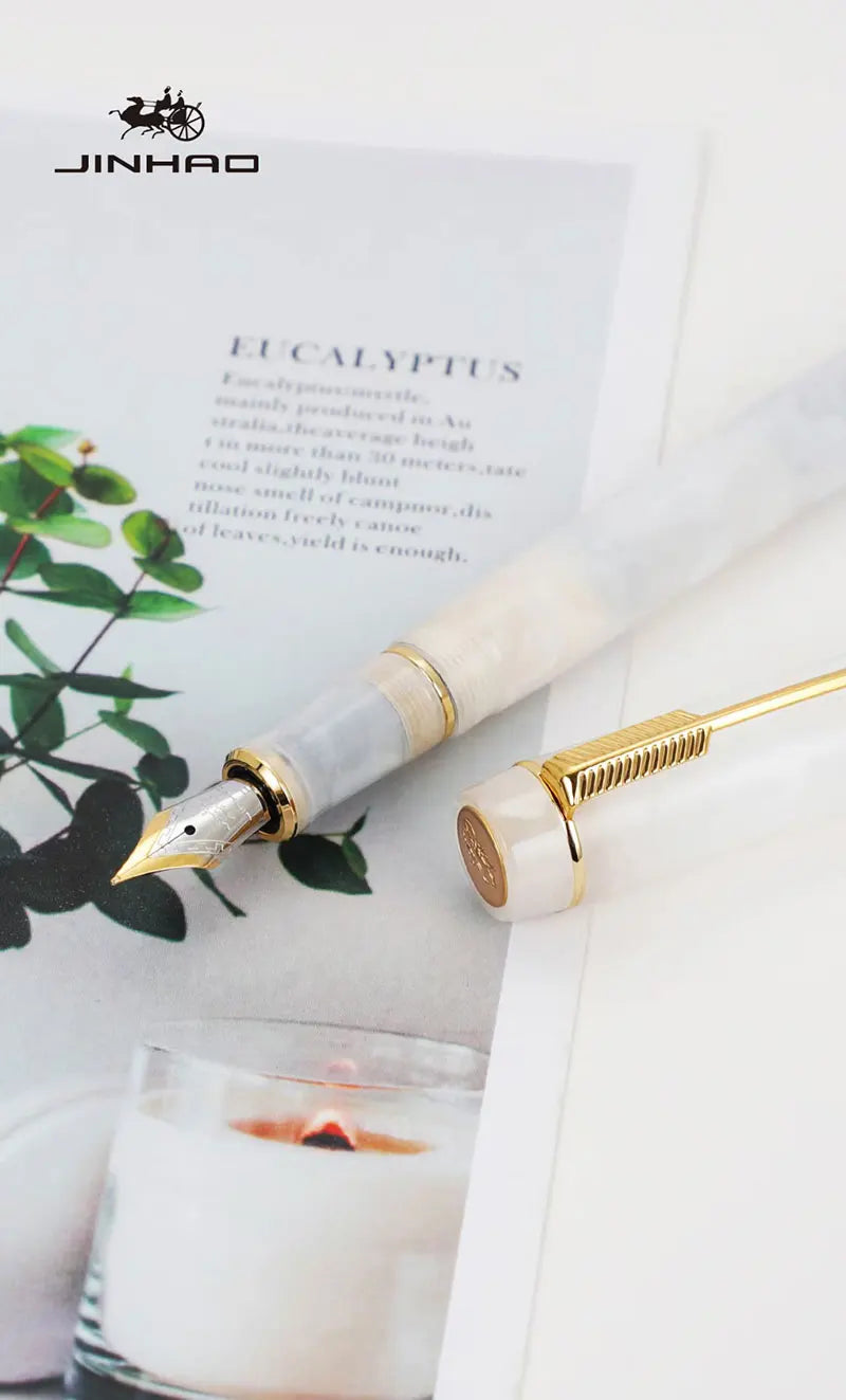Jinhao 100 Fountain Pen Commemorative Resin Good Pen Nib 18 KGP Gold Sandwiched Thin Tod Small Business Office Gift Pen
