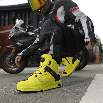 Cowhide Motorcycle Boots Men Leather Breathable Anti Slip Motorbike Cycling Shoes High Quality Men's Motocross Protective Boot