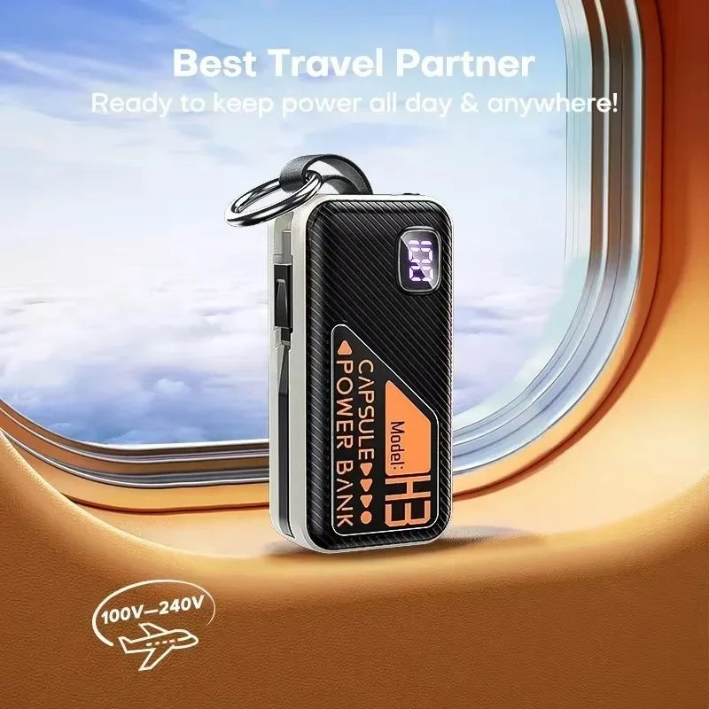 20000mAh Mini Power Bank PD20W Fast Charging Comes with Cable Digital Display PowerBank for IPhone13 14 15 16 Samsung and Xiaomi