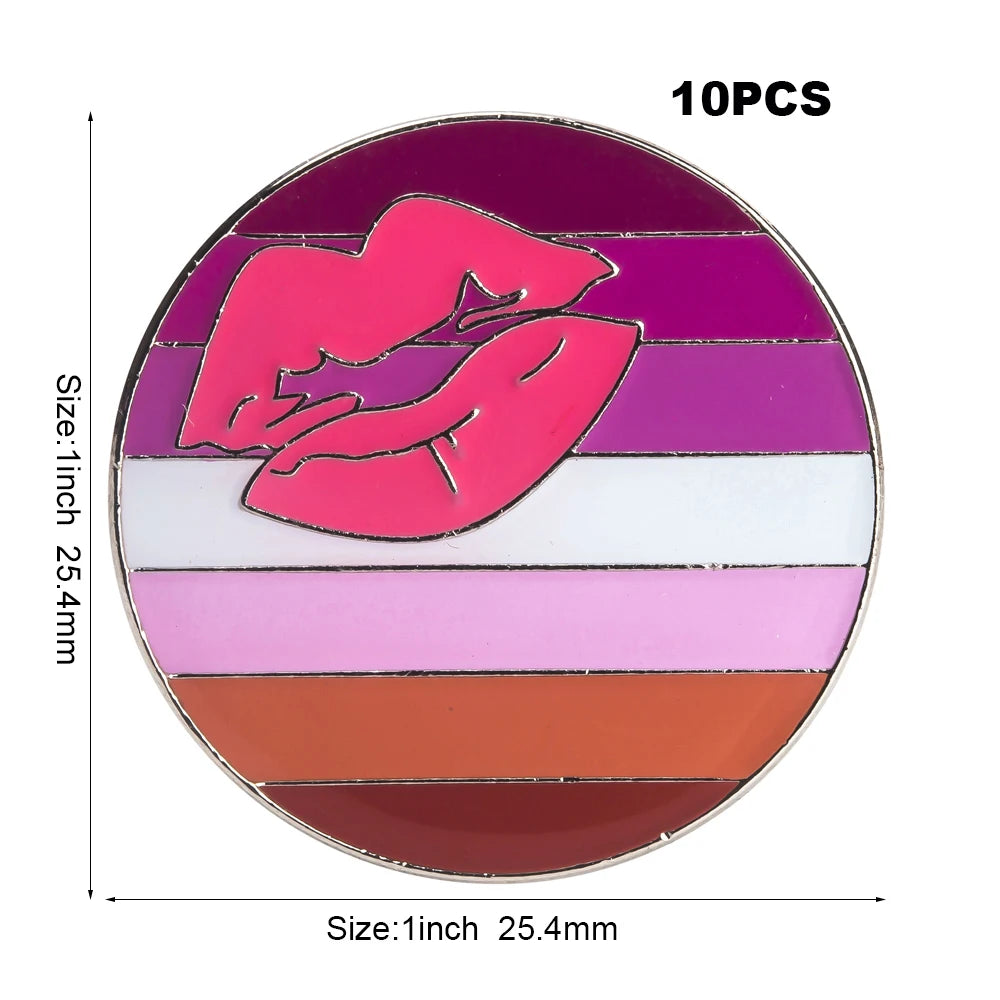 10pcs a lot Sun Set Lesbian Pride LGBT Pride Badge Lapel Pin Brooch