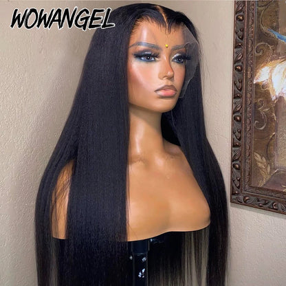 SKINLIKE Real HD Lace Front Wigs Kinky Straight 250% 13x4 Full Frontal Wigs Human Hair Wigs Peruvian Yaki Straight Melt Skins