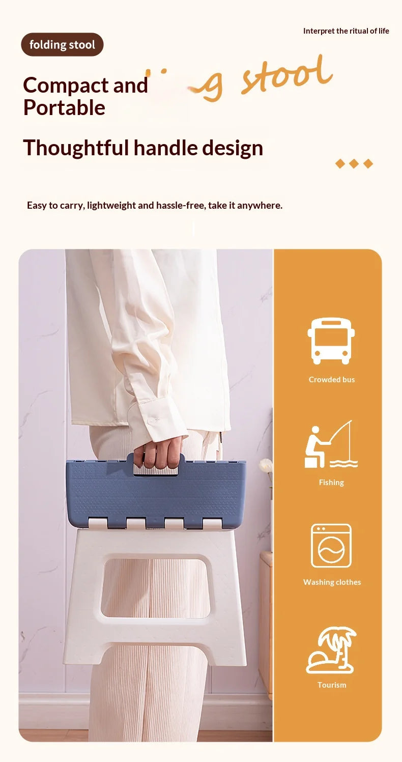 Folding stool, portable outdoor bench, low plastic, easy to carry, suitable for street vending, thickened stool, small household
