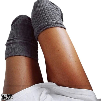Women Long Socks Cashmere Women Boot Solid Wool Thigh Stocking Skinny Casual Cotton Over Knee-High Fluffy Female Long Knee Sock
